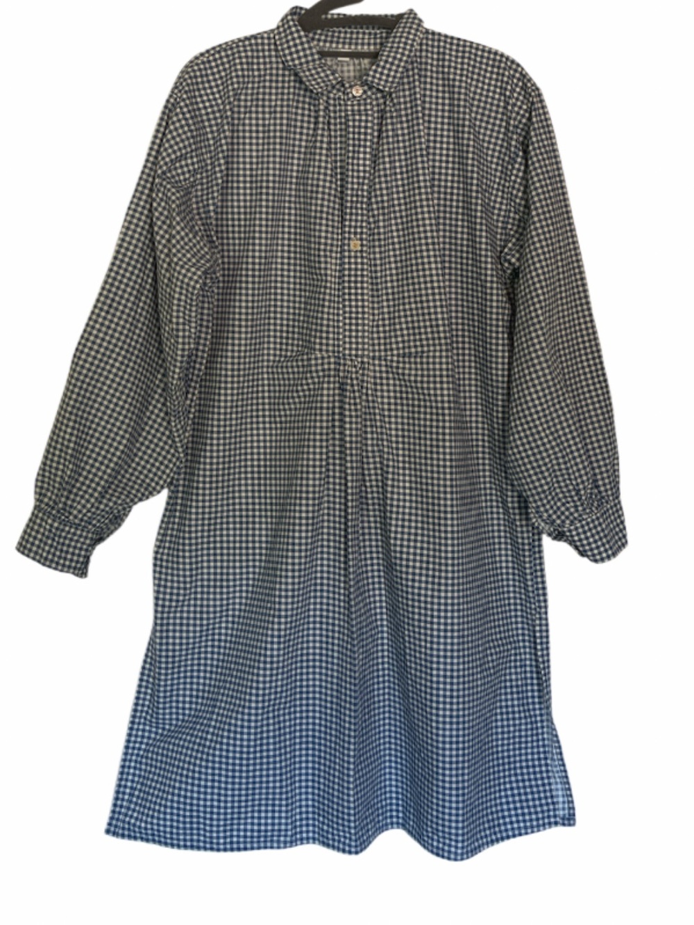 Domi Blue/White Gingham Long Sleep Sleep Dress Size Medium MSRP $175